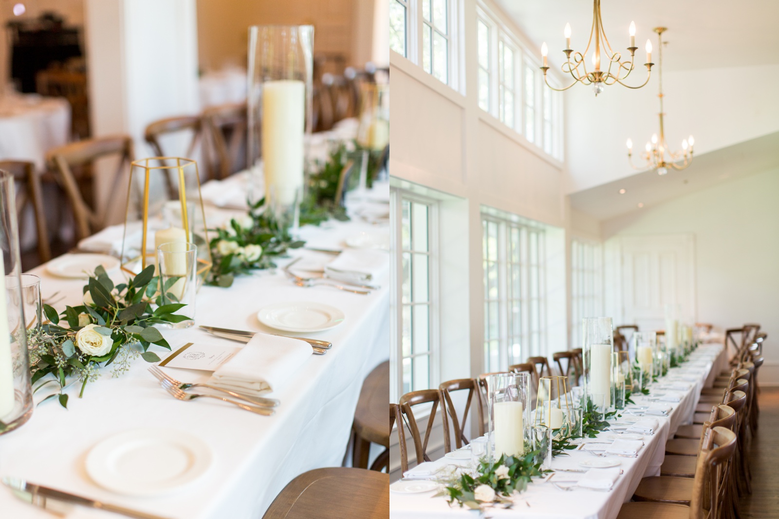 Film Reception details at an austin wedding. White, greenery, and cream wedding colors.